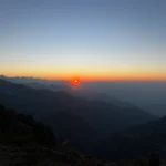 The Garhwal Himalayan range at sunrise from George Everest Peak