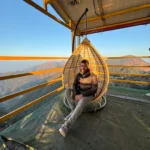 Swing chair at the viewpoint above the Doon Valley at Camp George Everest