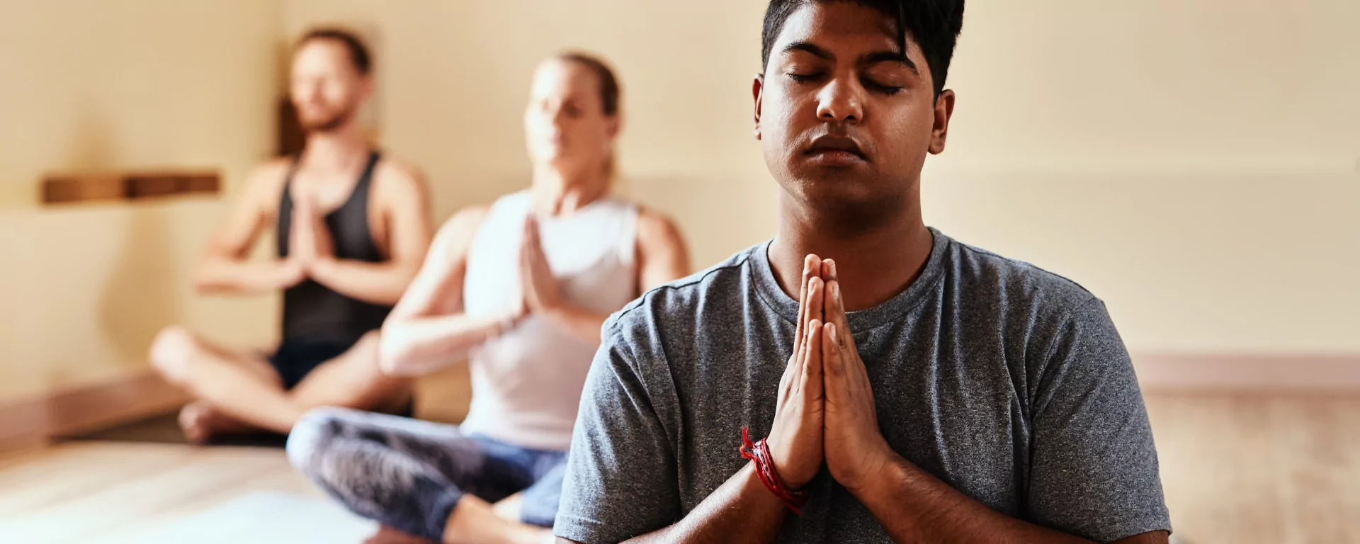 Quiet meditation corner with tea and blanket