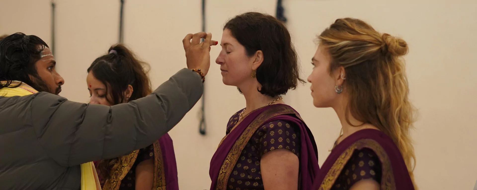 Group yoga class in the open-air space