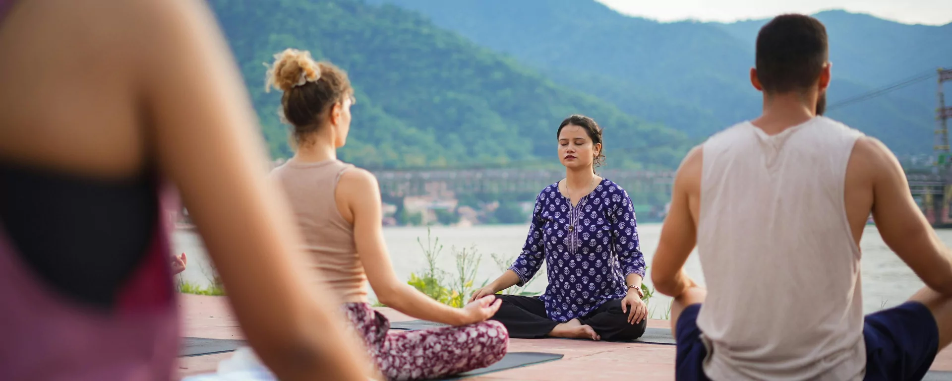Morning yoga session overlooking the Himalayan foothills