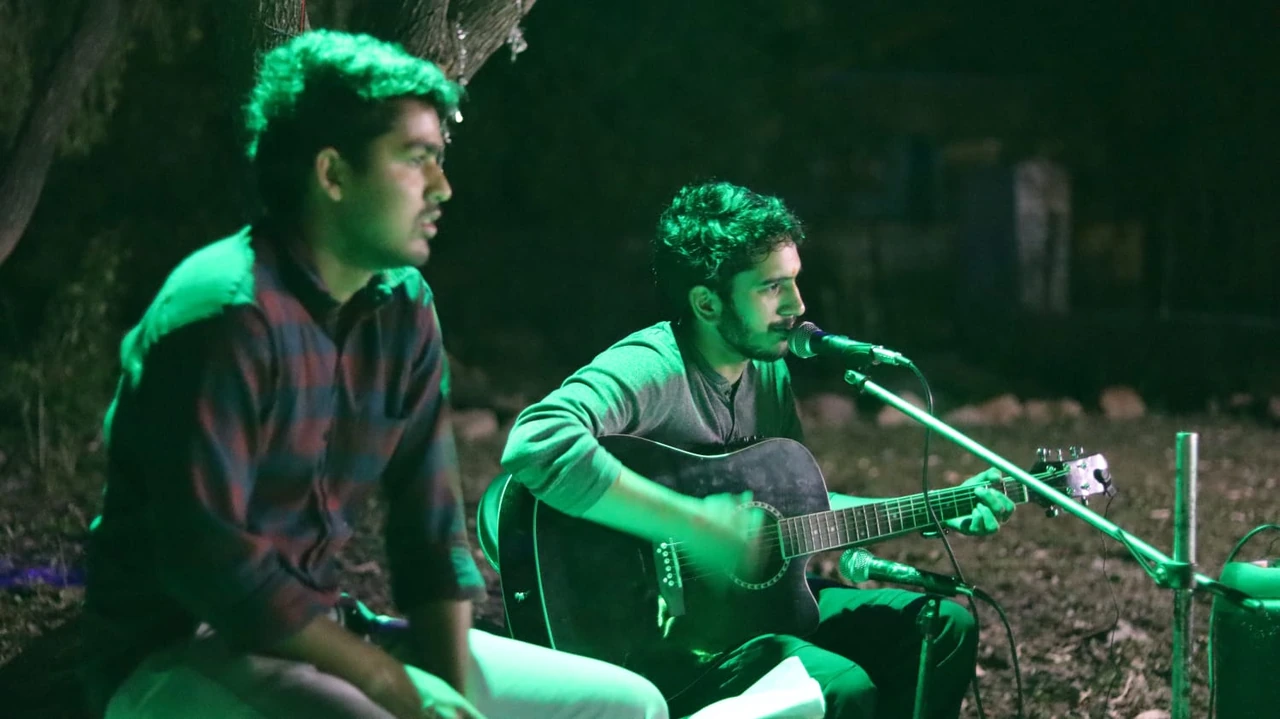 Live acoustic music night at Himalayan Ganga Retreat, riverside camp in Rishikesh
