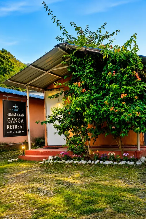 Deluxe AC Cottage at Himalayan Ganga Retreat - couples room at our riverside camp in Rishikesh