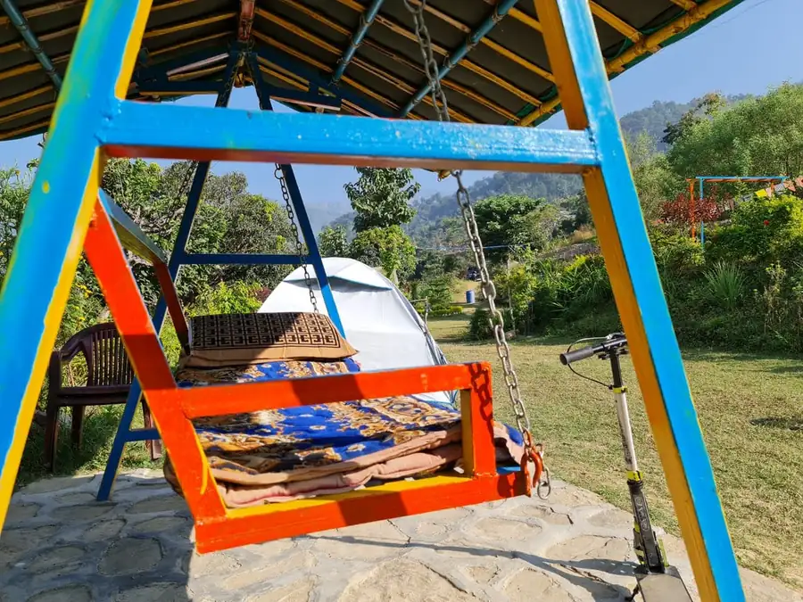 Outdoor gardens at Kotadun Birding Retreat, Ramnagar Uttarakhand
