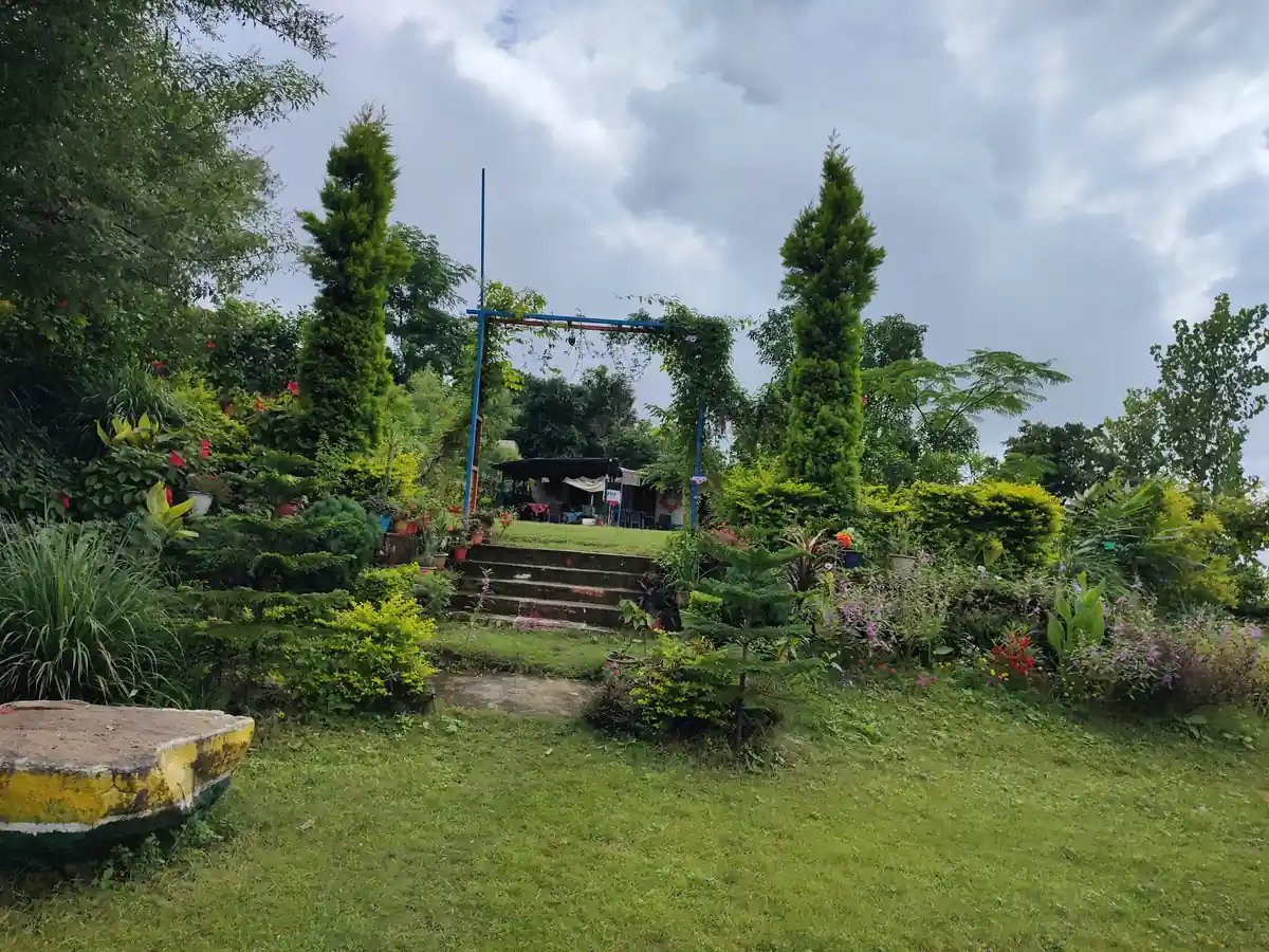 Outdoor gardens at Kotadun Birding Retreat, Ramnagar Uttarakhand