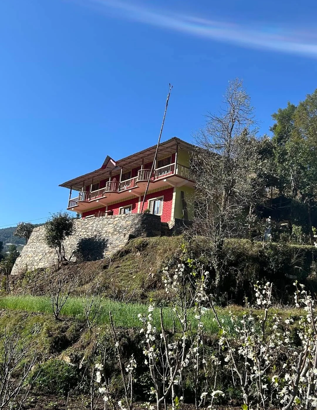 The homestay building against the sky at Sunkiya, Mukteshwar