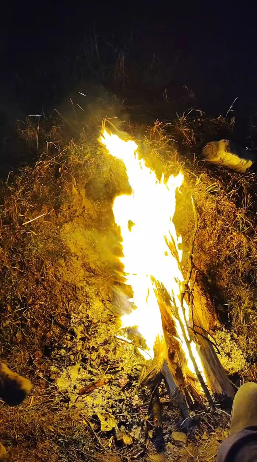 Bonfire in the evening at Ghughuti Homestay, Sunkiya near Mukteshwar
