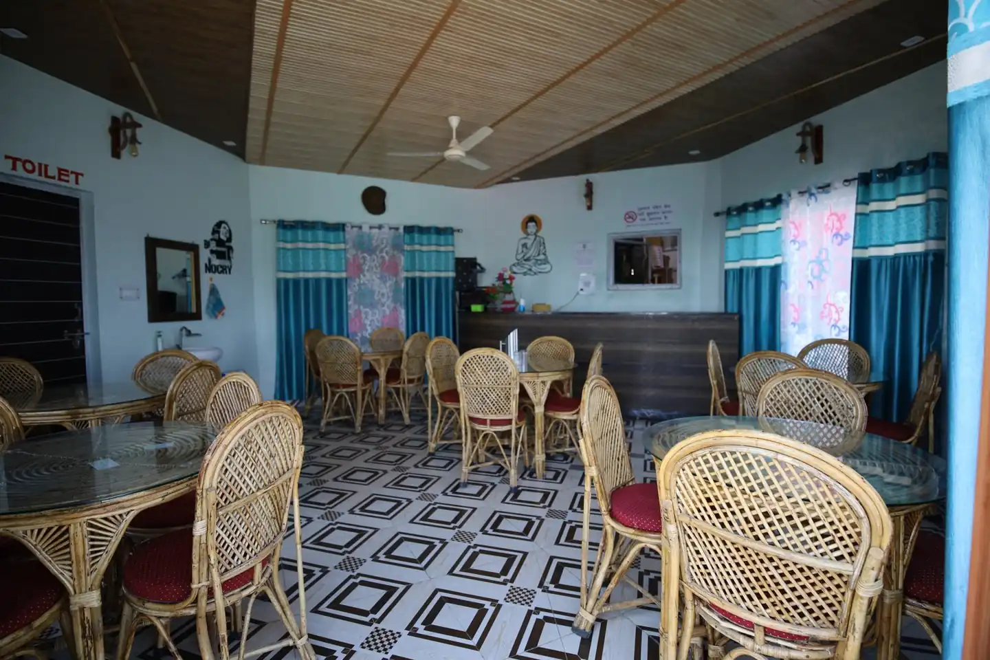 Dining hall where breakfast and dinner are served, Pahadi Ghar Kanatal