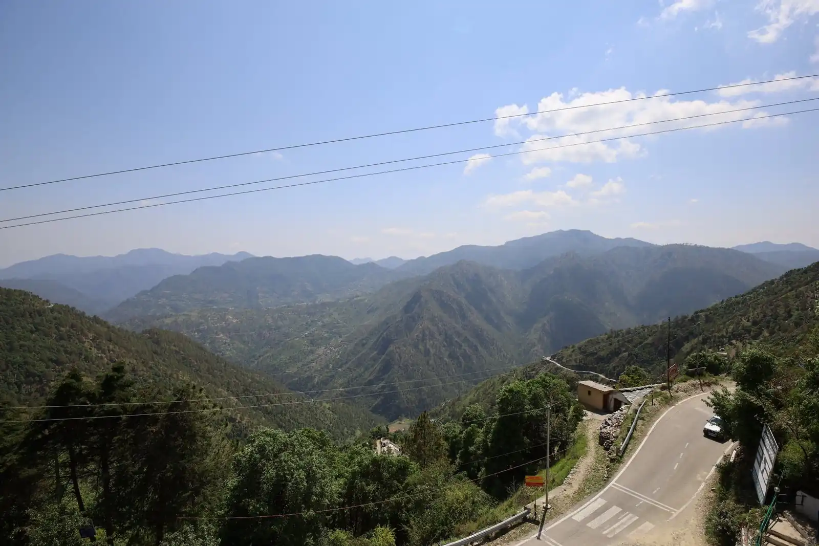 Himalayan ridgeline and the Chamba-Mussoorie road from the property
